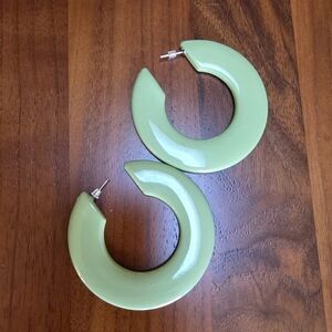 Green Hoop Earrings